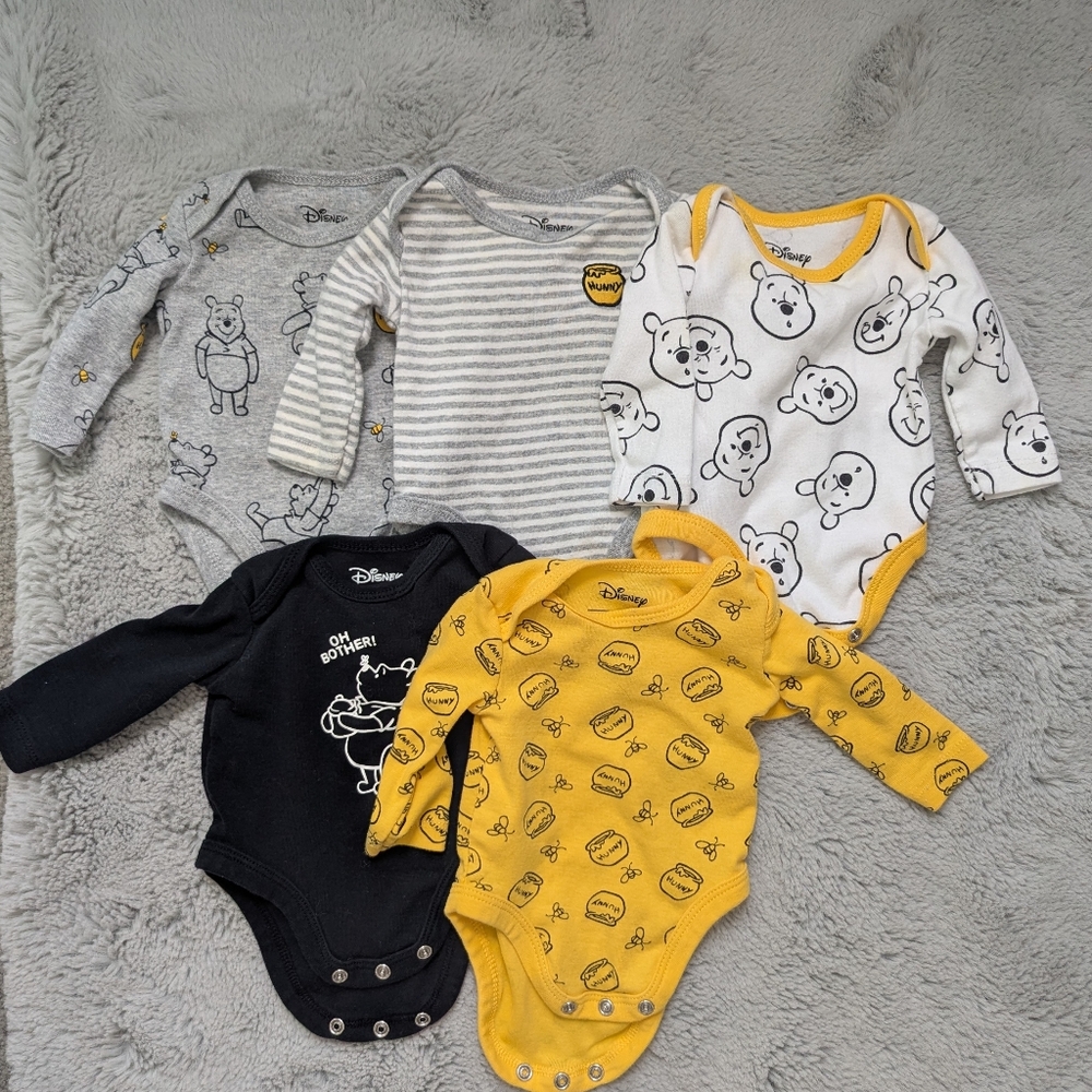 Set Of 5 Cotton Disney's Winnie The Pooh Onesies, Amazon Essentials | Newborn